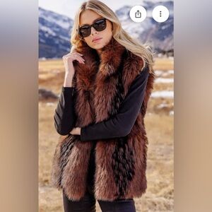 Chocolate Faux Fur Hook-Closure Vest
